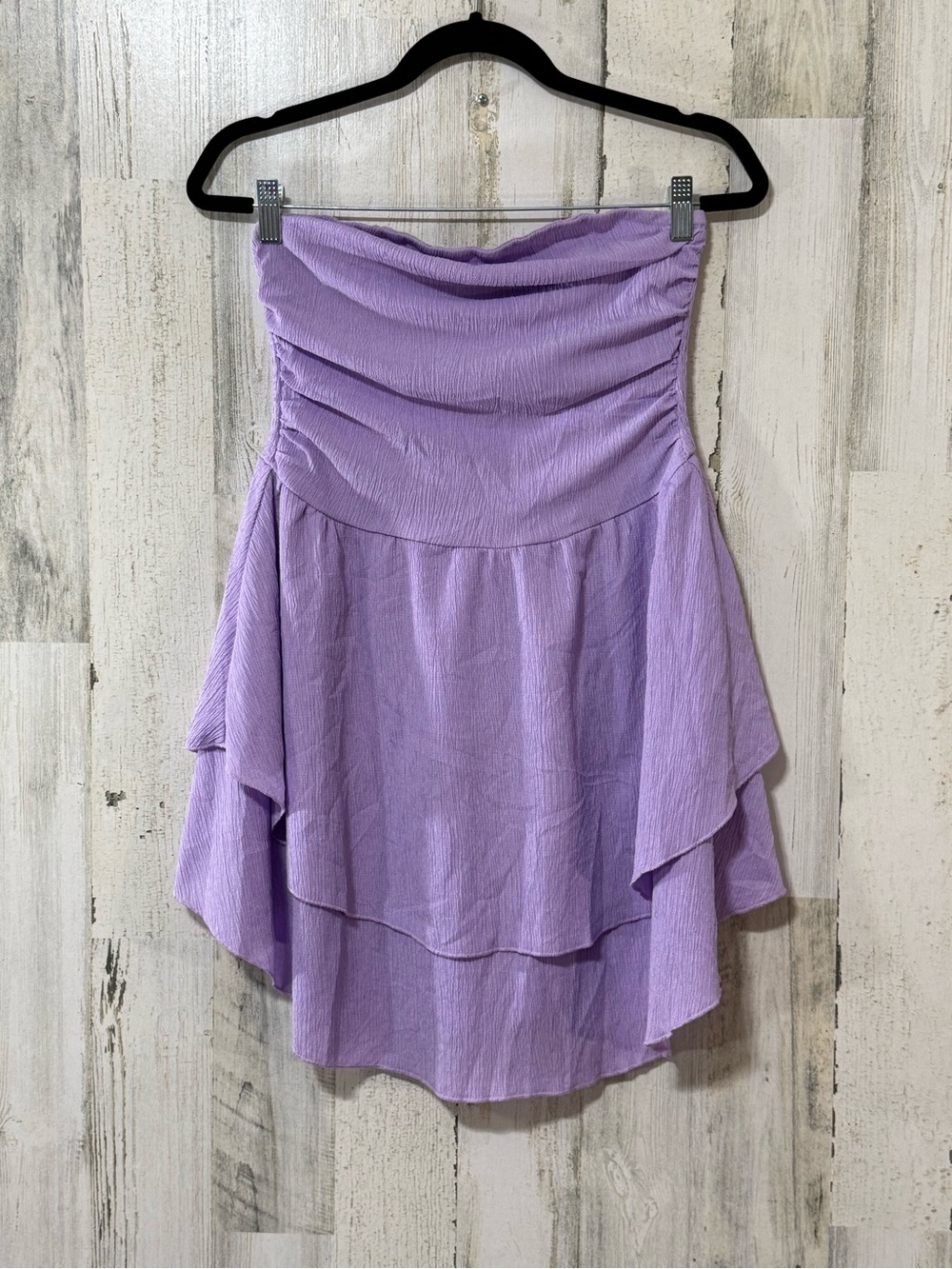 Strapless Lavender Layered Mini Dress